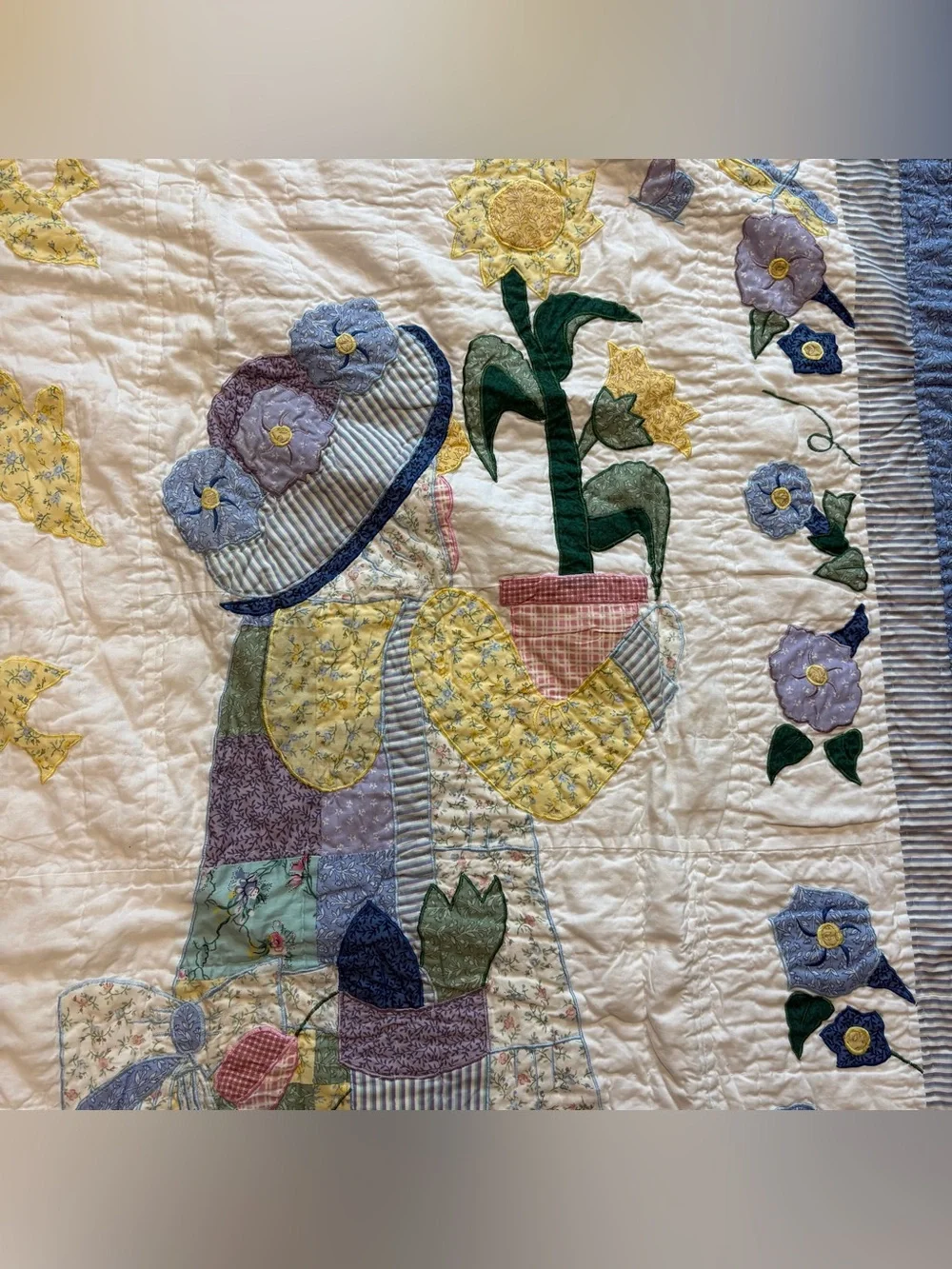 Vtg American Pacific Sunbonnet Sue Quilt Limited Edition Throw Floral 49x59”
